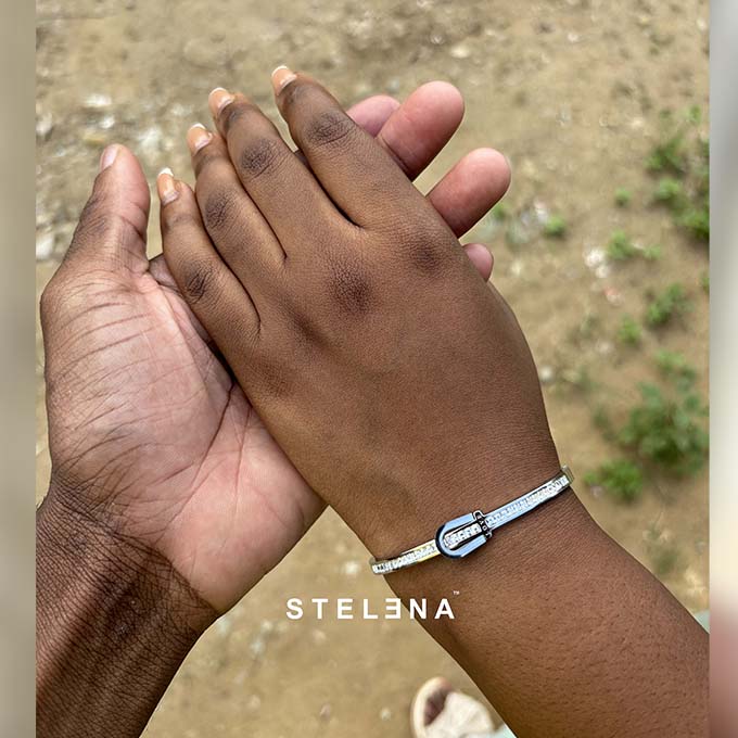 BRACELET INOX SILVER RIGIDE AVEC STRASS - STELENA